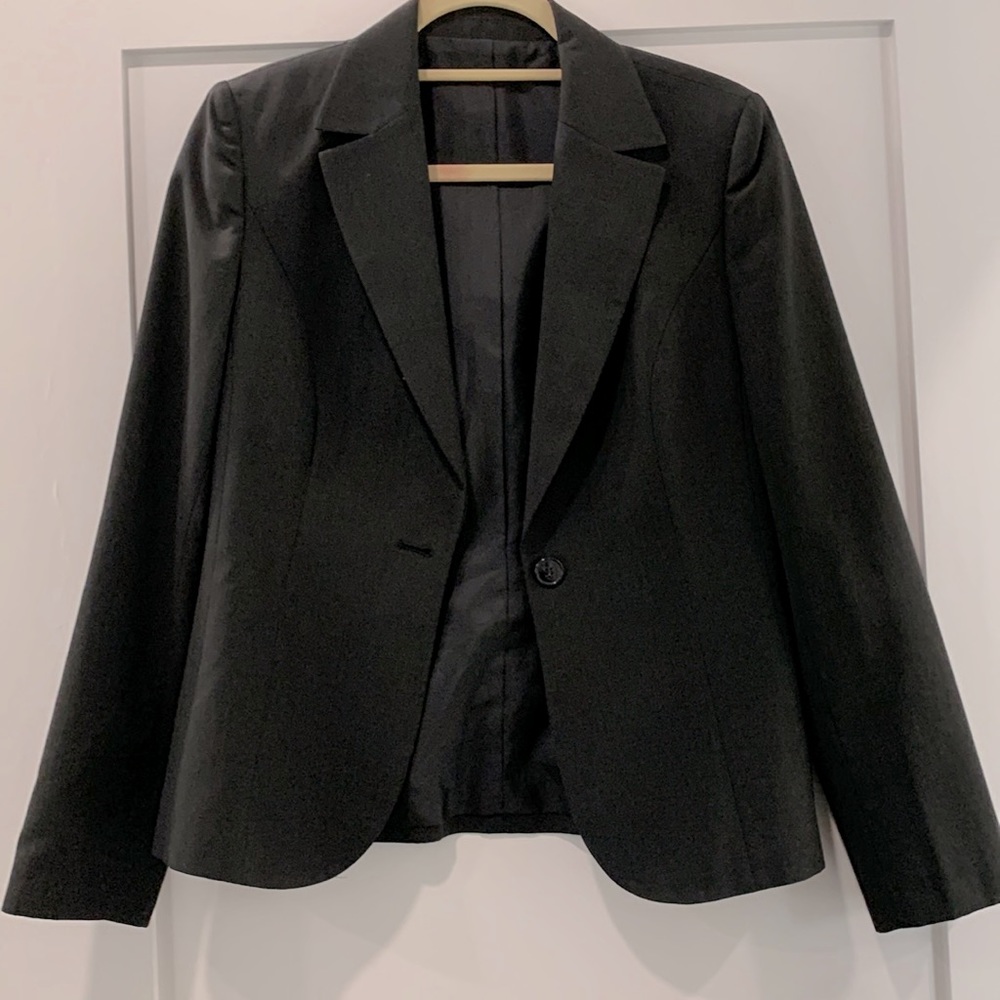 Business suit jacket with matching skirt in dark grey